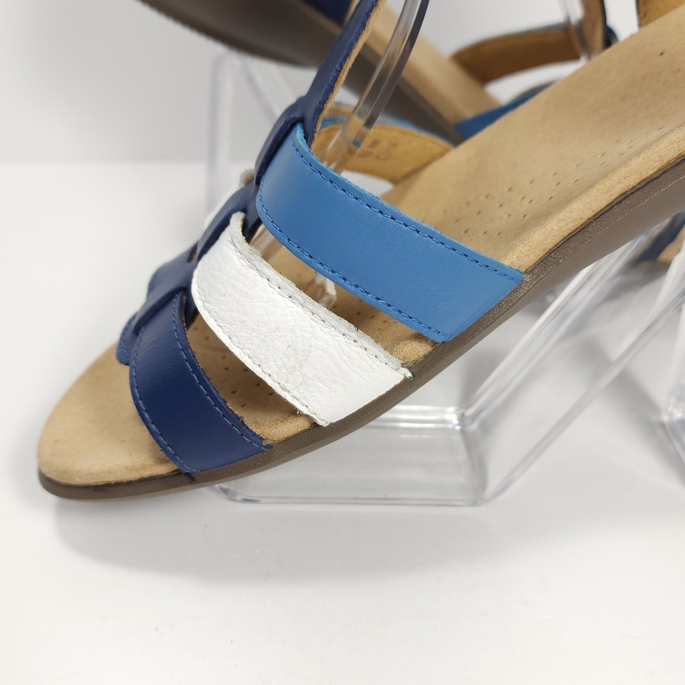 Hotter Soli Women's Leather Gladiator Sandals STD Aquatic Blue & White Size 9 - Picture 5 of 16